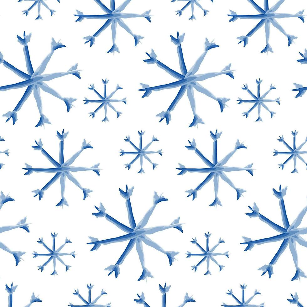 senza soluzione di continuità modello di mano disegnato i fiocchi di neve nel di moda blu. design concetto per involucro o sfondo vettore