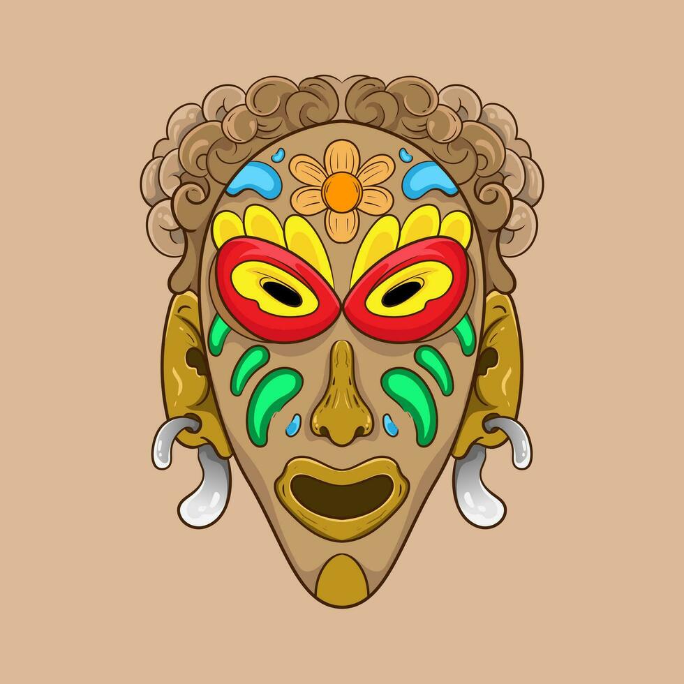africano etnico tribale rituale maschere di diverso forma isolato su bianca sfondo vettore illustrazione.