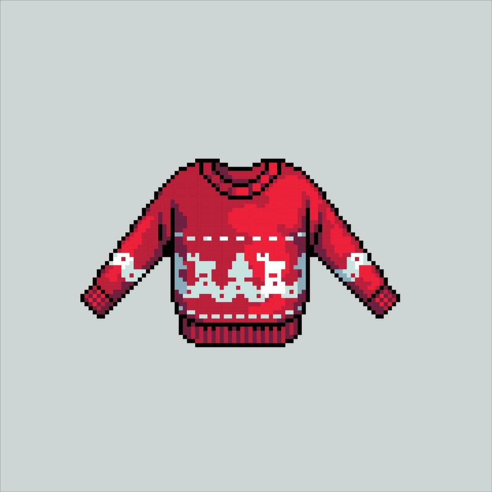 pixel arte illustrazione Natale maglione. pixelated maglione. Natale a maglia maglione pixelated per il pixel arte gioco e icona per sito web e video gioco. vecchio scuola retrò. vettore