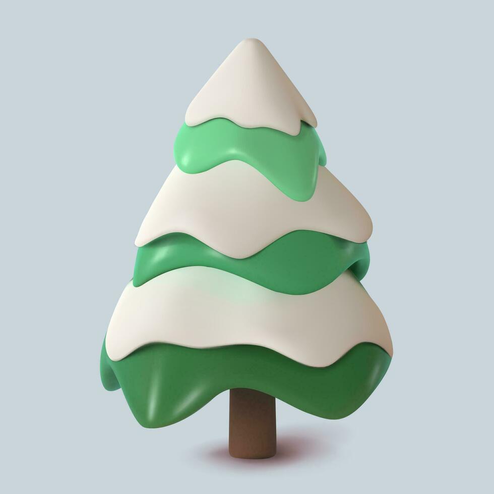 astratto Natale albero nel il neve. vettore 3d illustrazione. contento nuovo anno e allegro Natale.