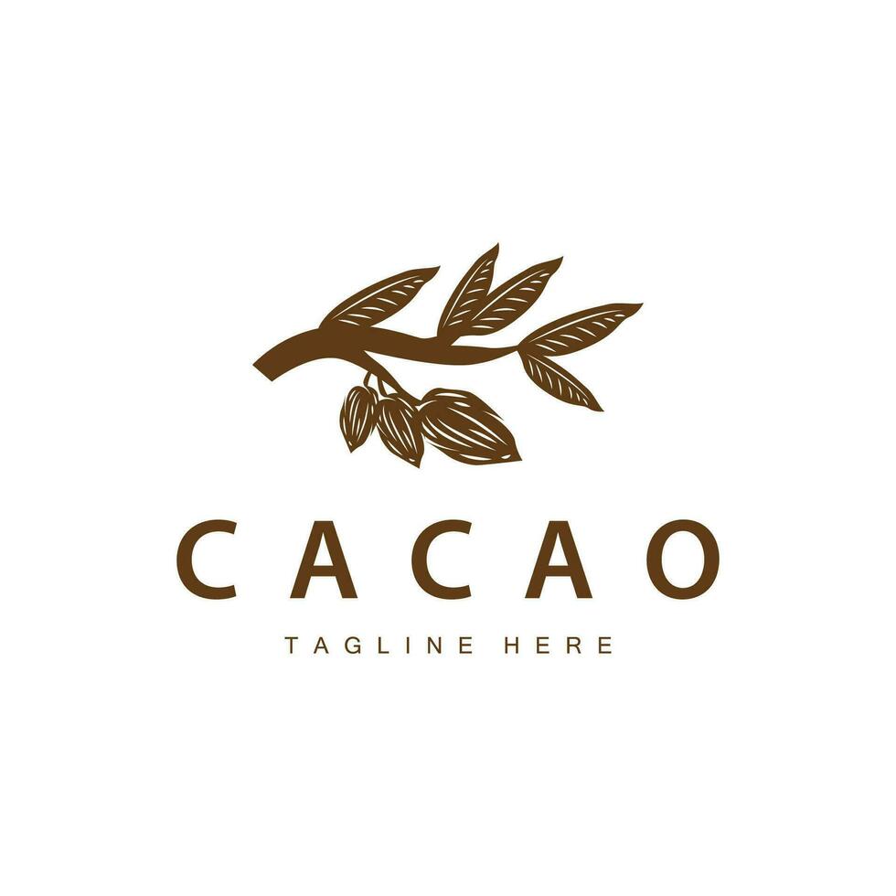 cioccolato fagiolo logo, cioccolato pianta design con semplice seme foglia e stelo concetto, per attività commerciale il branding vettore