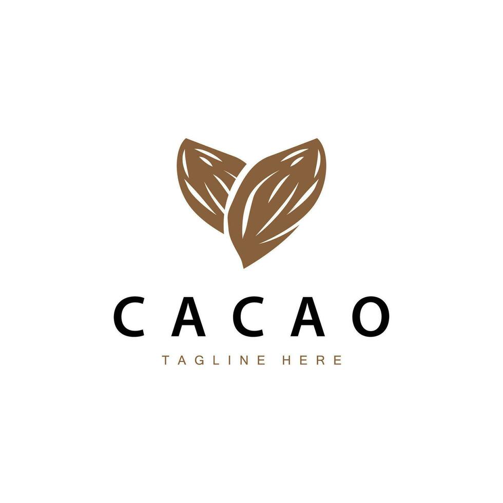 cioccolato fagiolo logo, cioccolato pianta design con semplice seme foglia e stelo concetto, per attività commerciale il branding vettore