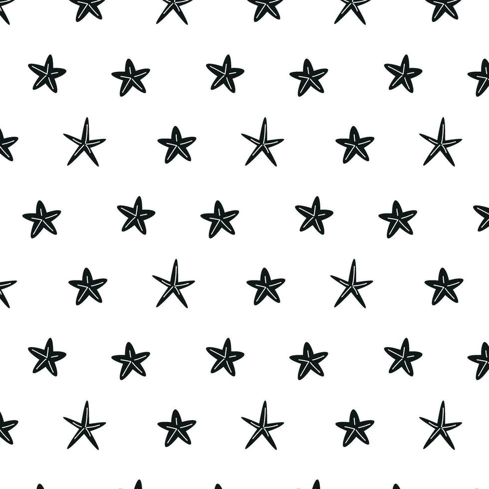 nero stella marina modello su un' trasparente sfondo, estate modello per tessile e carta. stella marina piatto illustrazione. vettore senza soluzione di continuità modello