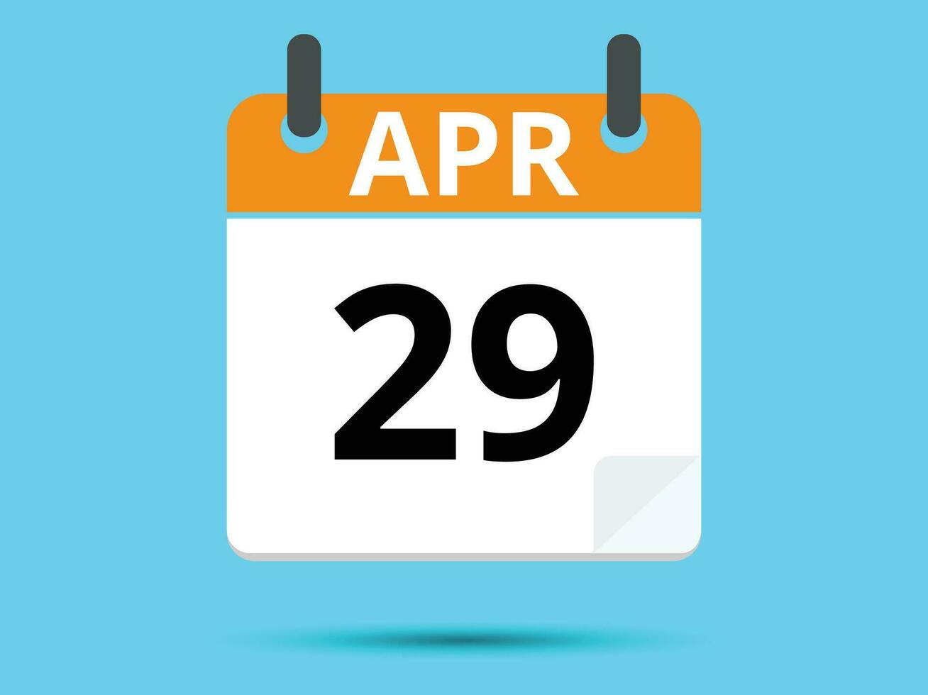 29 aprile. piatto icona calendario isolato su blu sfondo. vettore illustrazione.