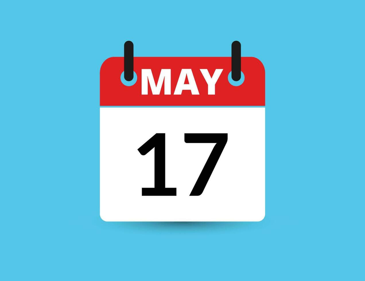 Maggio 17. piatto icona calendario isolato su blu sfondo. Data e mese vettore illustrazione