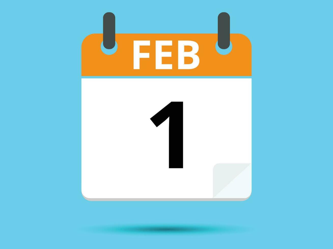 1 febbraio. piatto icona calendario isolato su blu sfondo. vettore illustrazione.