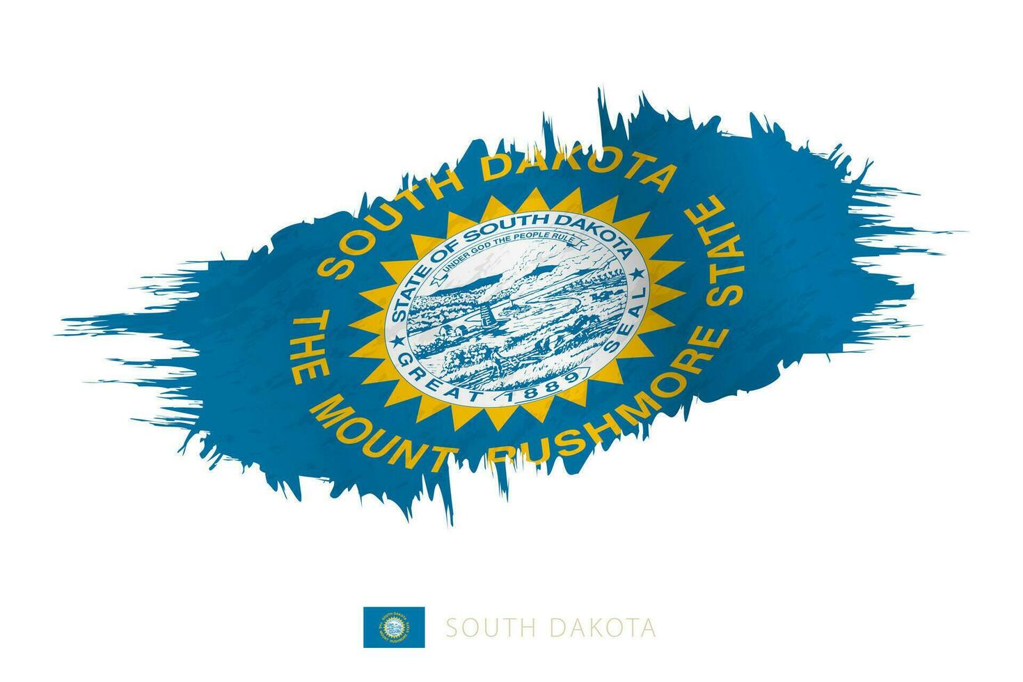 dipinto pennellata bandiera di Sud dakota con agitando effetto. vettore