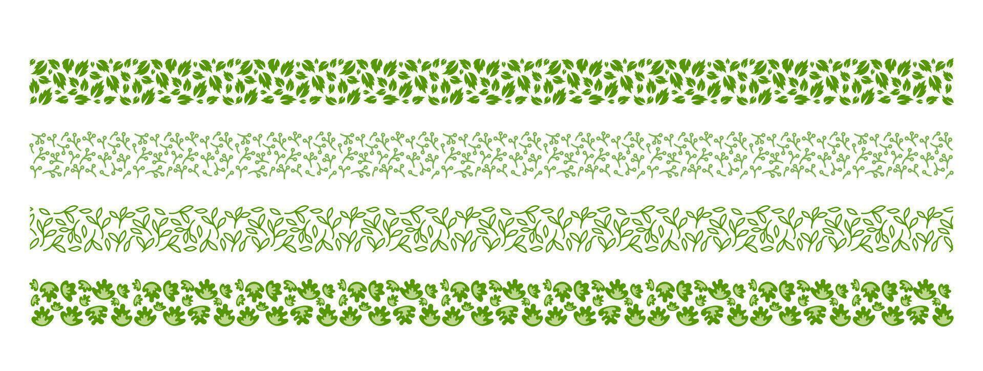 floreale e verde pianta foglia natura banda confine senza soluzione di continuità modello decorazione. collezione di le foglie vettore banda confine modello