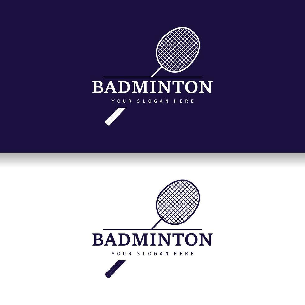 badminton logo, semplice badminton racchetta disegno, retrò Vintage ▾ minimalista gli sport concetto vettore