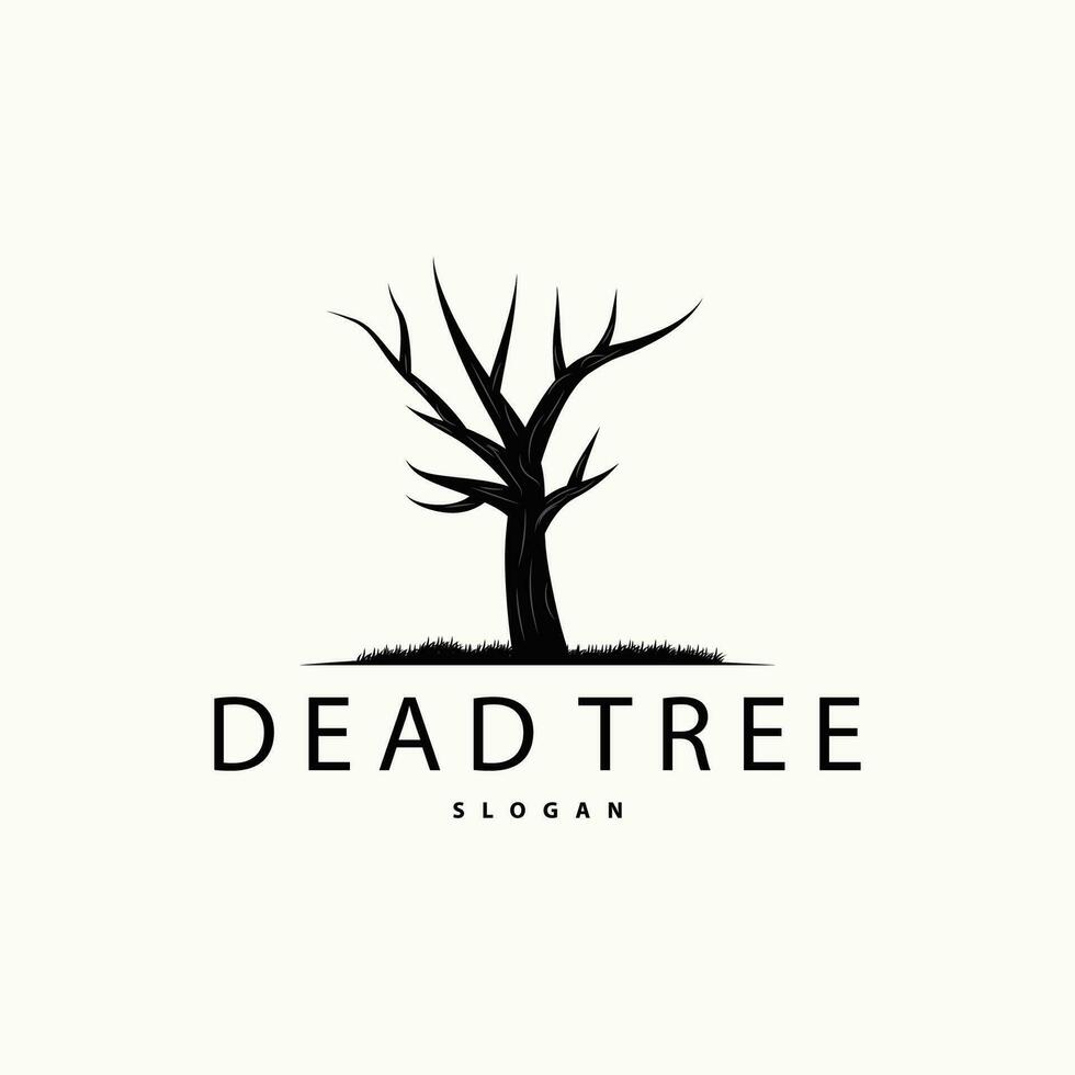 asciutto albero logo, morto albero pianta design vettore silhouette illustrazione modello
