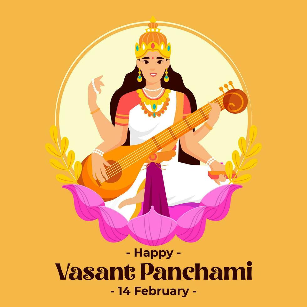contento vasante panchami giorno. il giorno di India vasante panchami giorno illustrazione vettore sfondo. vettore eps 10
