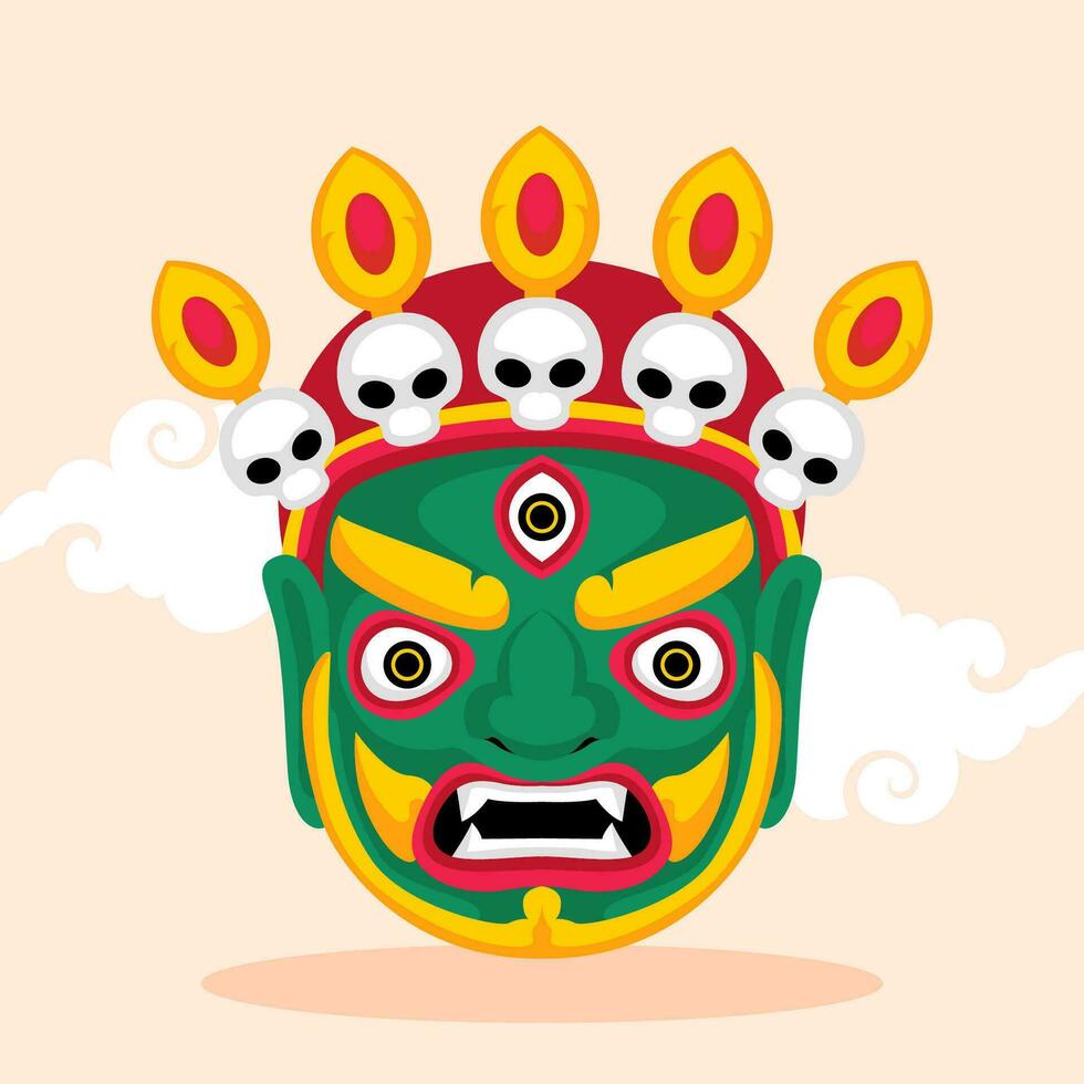 bhutanese maschera illustrazione vettore. vettore eps 10