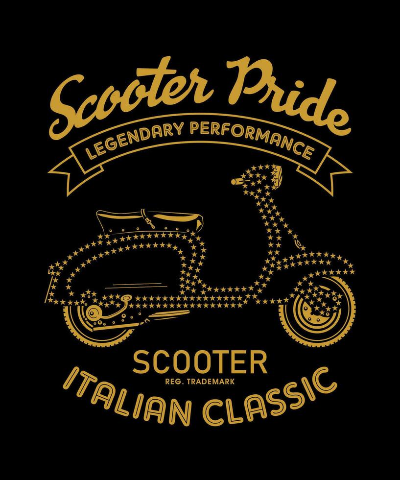 scooter orgoglio Vintage ▾ vettore maglietta design