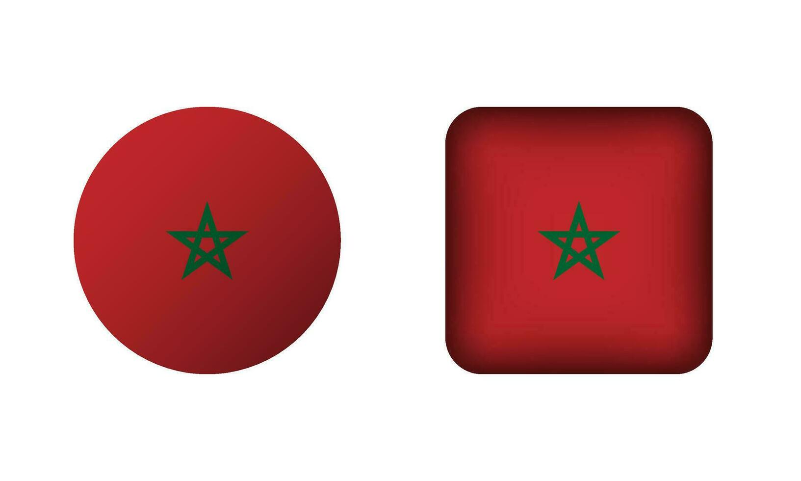 piatto piazza e cerchio Marocco nazionale bandiera icone vettore