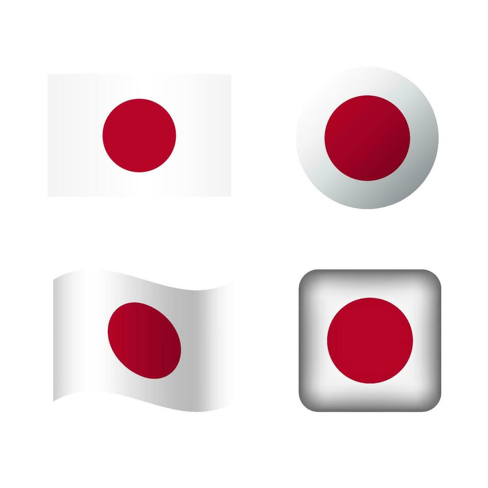 vettore Giappone nazionale bandiera icone impostato