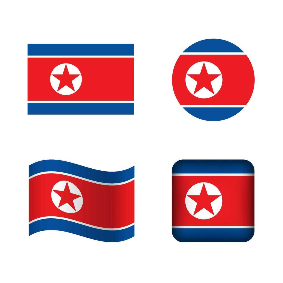 vettore nord Corea nazionale bandiera icone impostato