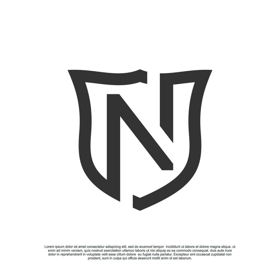 logo design iniziale lettera con scudo per attività commerciale creativo concetto premio vettore