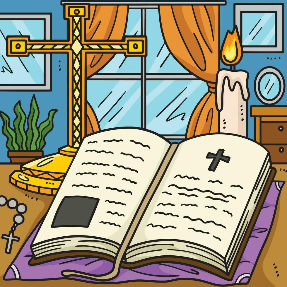 cristiano santo Bibbia colorato cartone animato illustrazione vettore