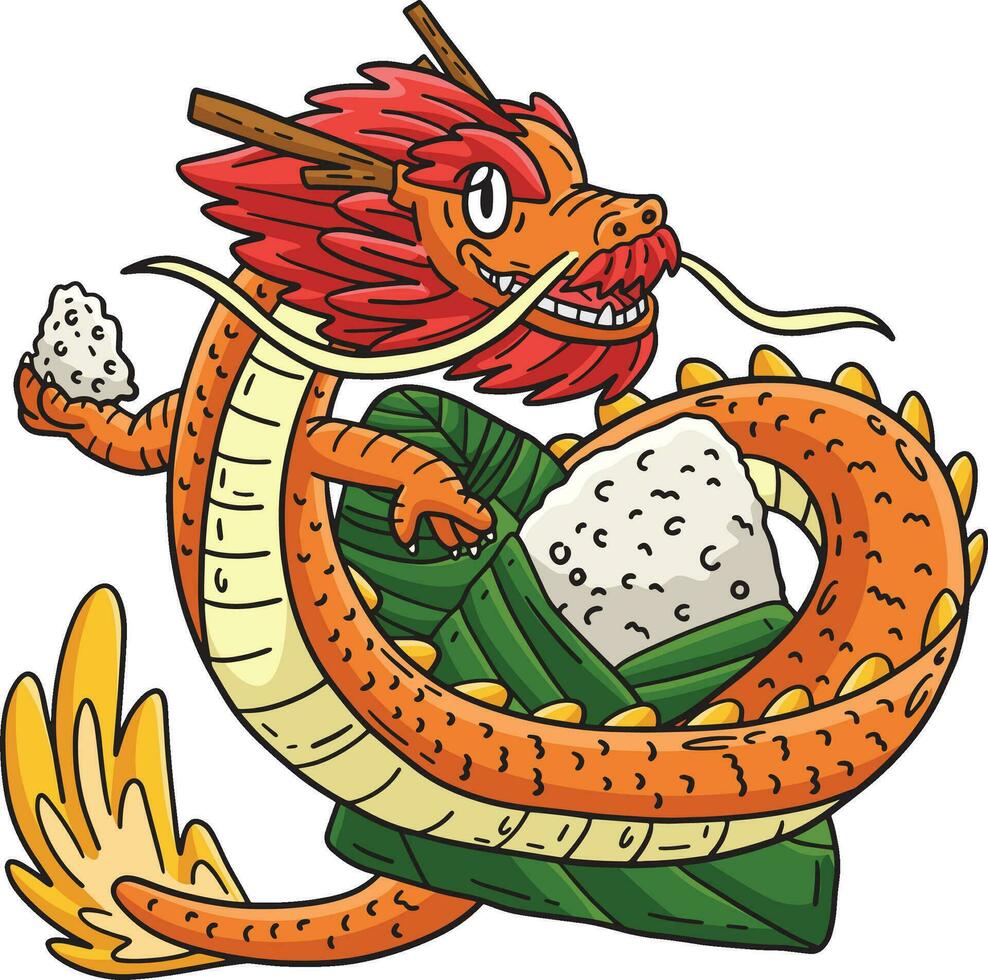 anno di il Drago e bambù riso torta clipart vettore