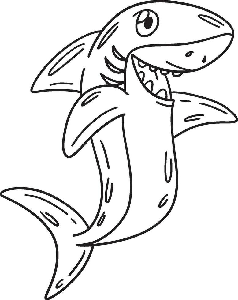 contento squalo isolato colorazione pagina per bambini vettore