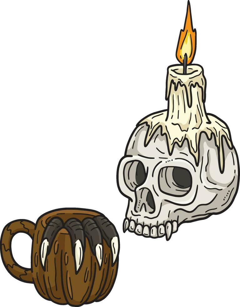 Halloween cranio testa con candela cartone animato clipart vettore