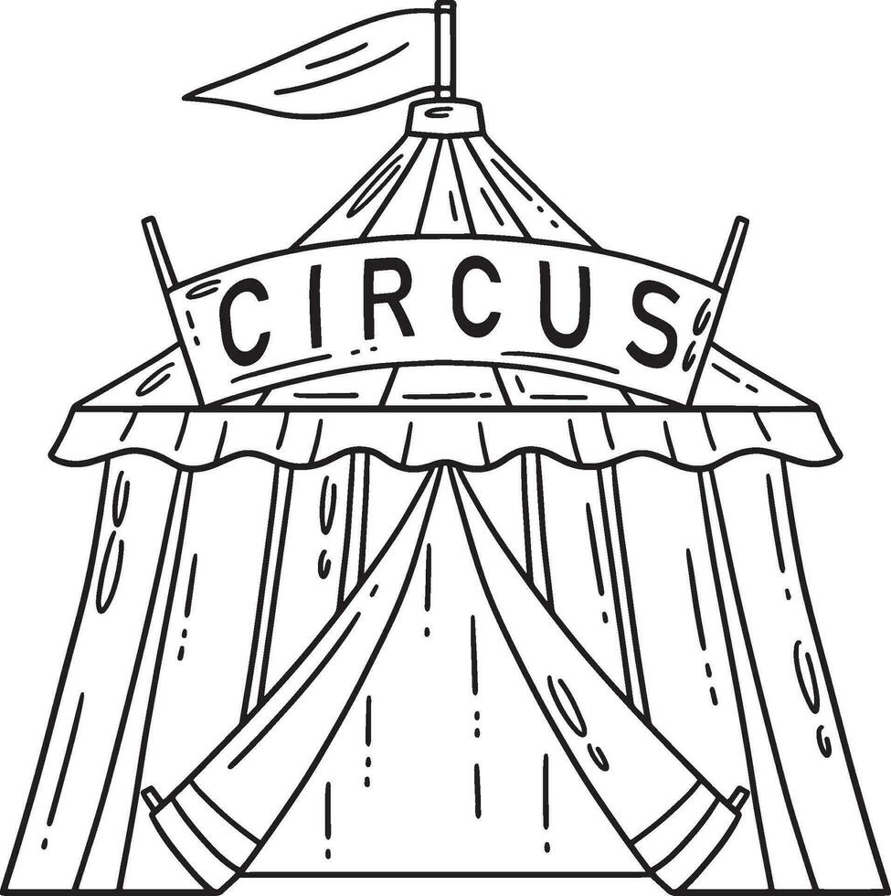 circo tenda isolato colorazione pagina per bambini vettore