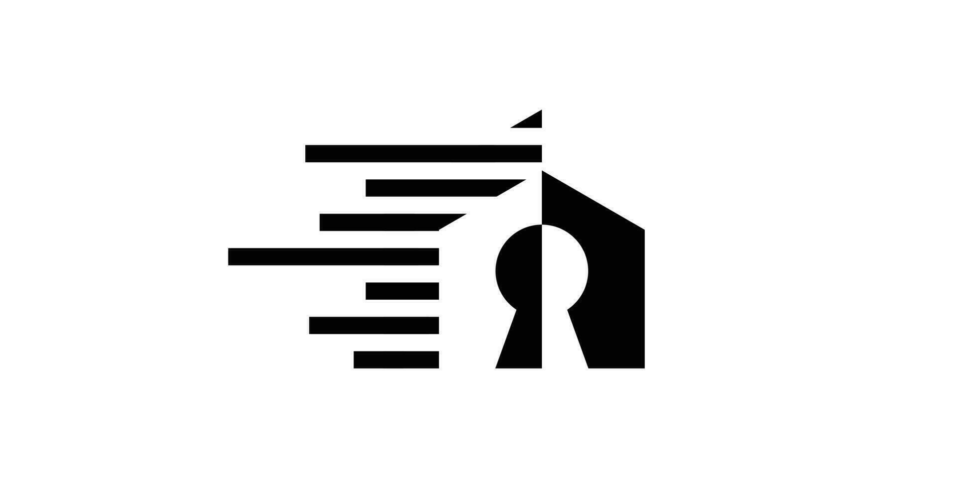 logo design combinando il forma di un' Casa con un' serratura o sicurezza. vettore