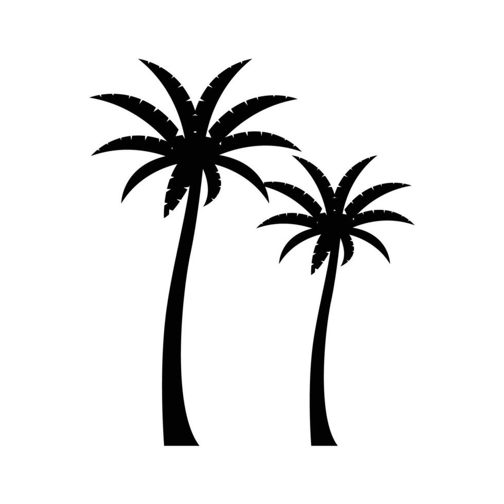 vettore sagome impostato di palma alberi su bianca