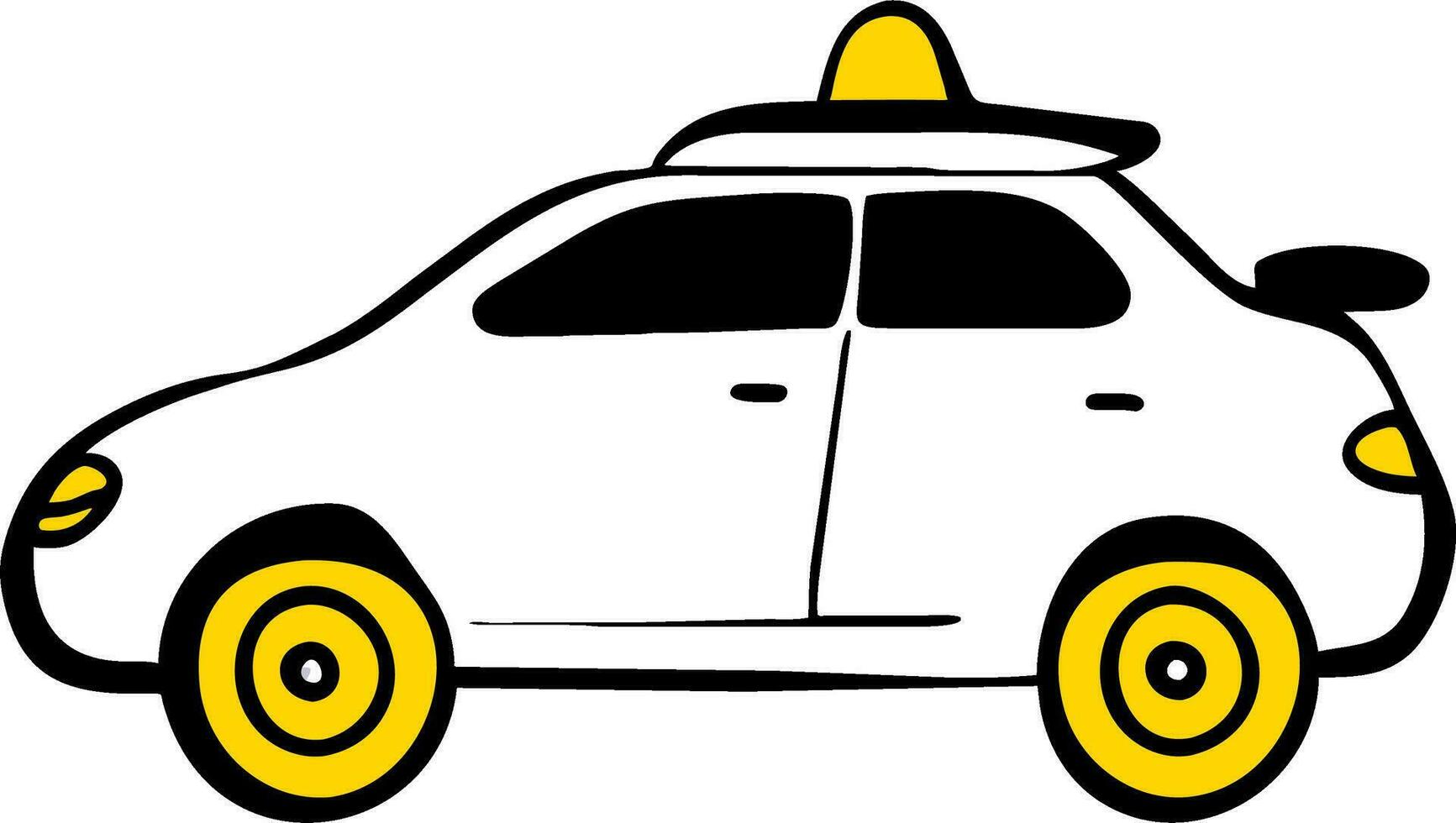 un' cartone animato polizia auto con giallo luci su superiore vettore
