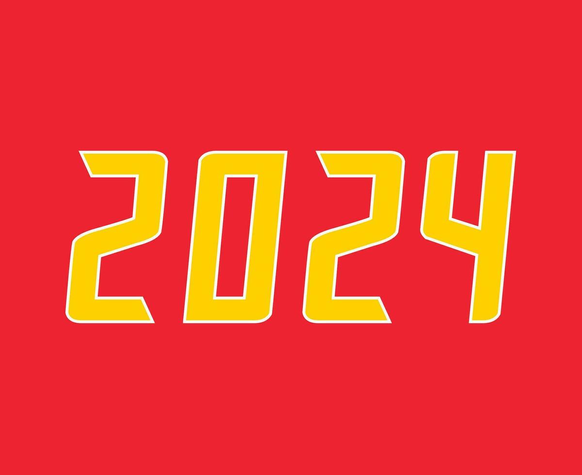 2024 nuovo anno vacanza astratto grafico giallo design vettore logo simbolo illustrazione con rosa sfondo