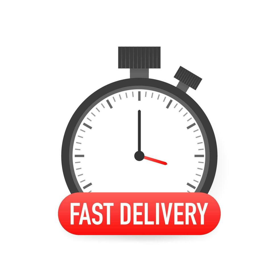 esprimere consegna servizio distintivo. veloce tempo consegna ordine con cronometro su bianca sfondo. vettore illustrazione.
