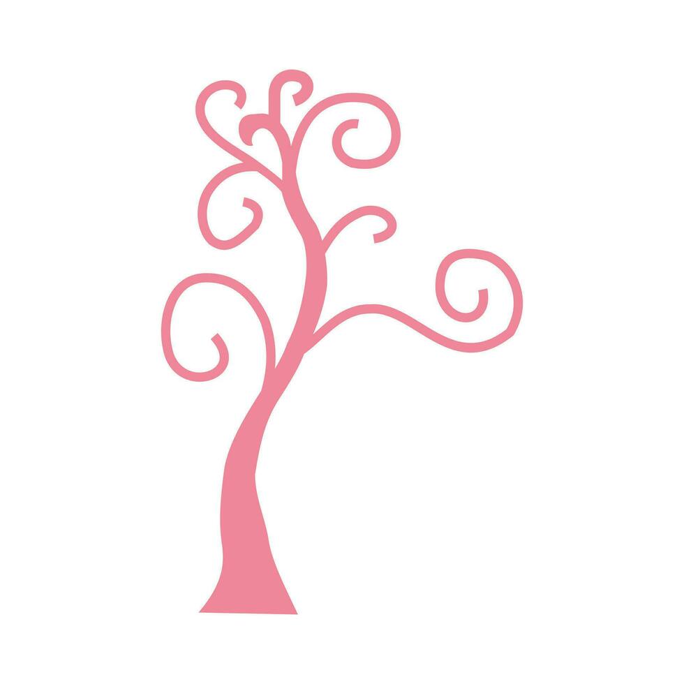 stilizzato vettore illustrazione di un' decorativo albero su bianca sfondo. albero con molti rami senza rosa le foglie.