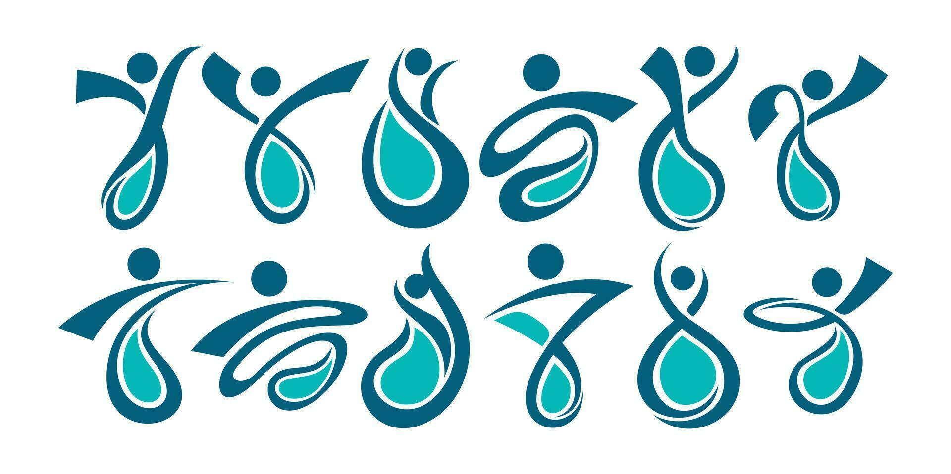 linea swoosh umano acqua far cadere icona logo design impostato vettore