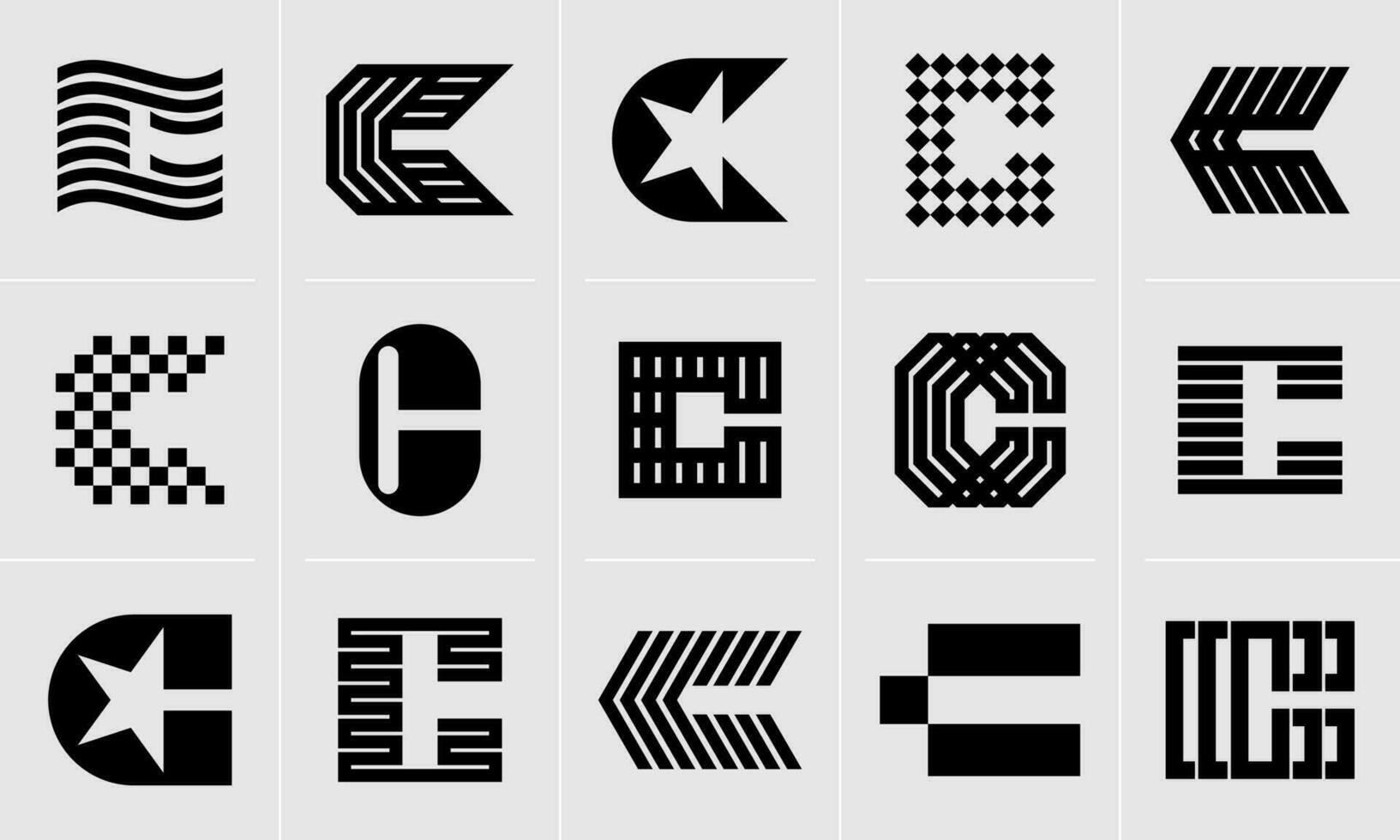 collezione di digitale linea lettera c icona logo design vettore
