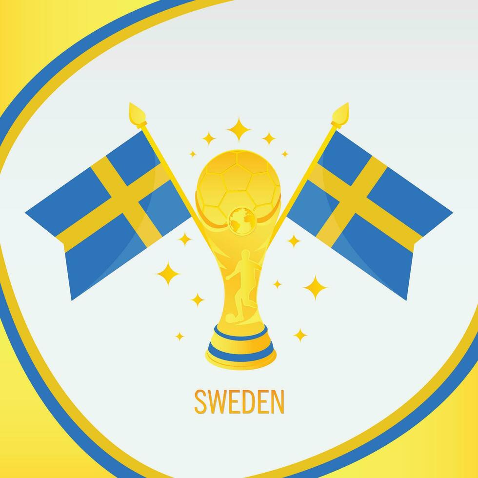 oro calcio trofeo tazza e Svezia bandiera vettore