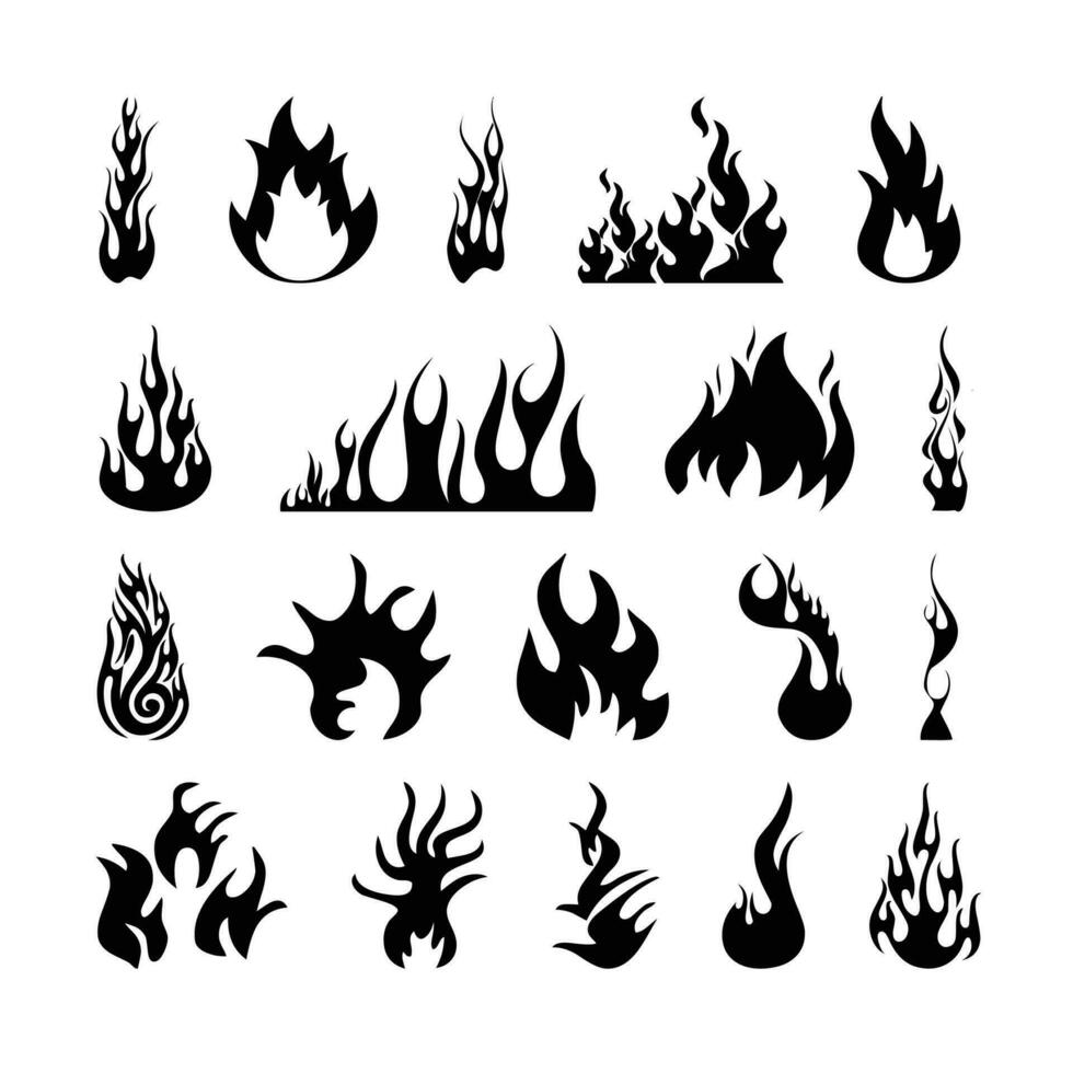 fuoco fiamma icona impostato simbolo di fuoco. collezioni di fuoco. vettore