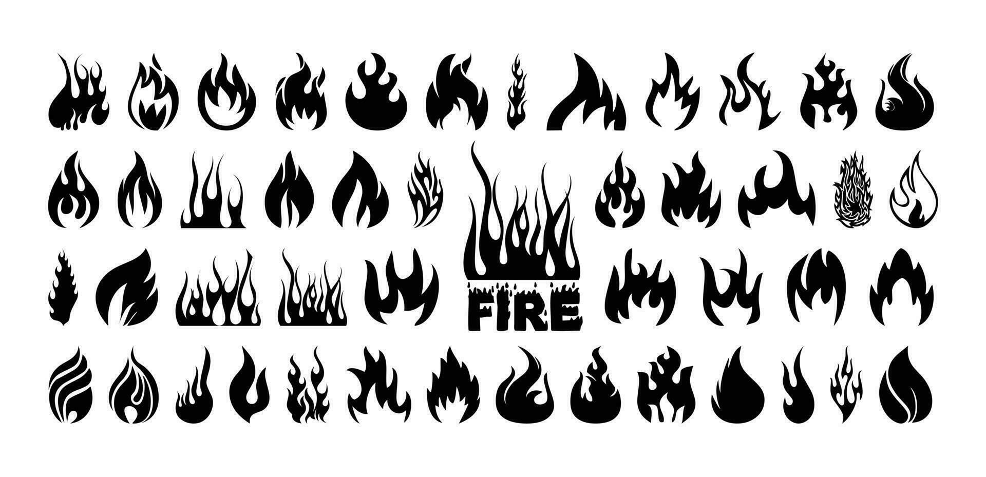 fuoco fiamma icona impostato simbolo di fuoco. collezioni di fuoco. vettore