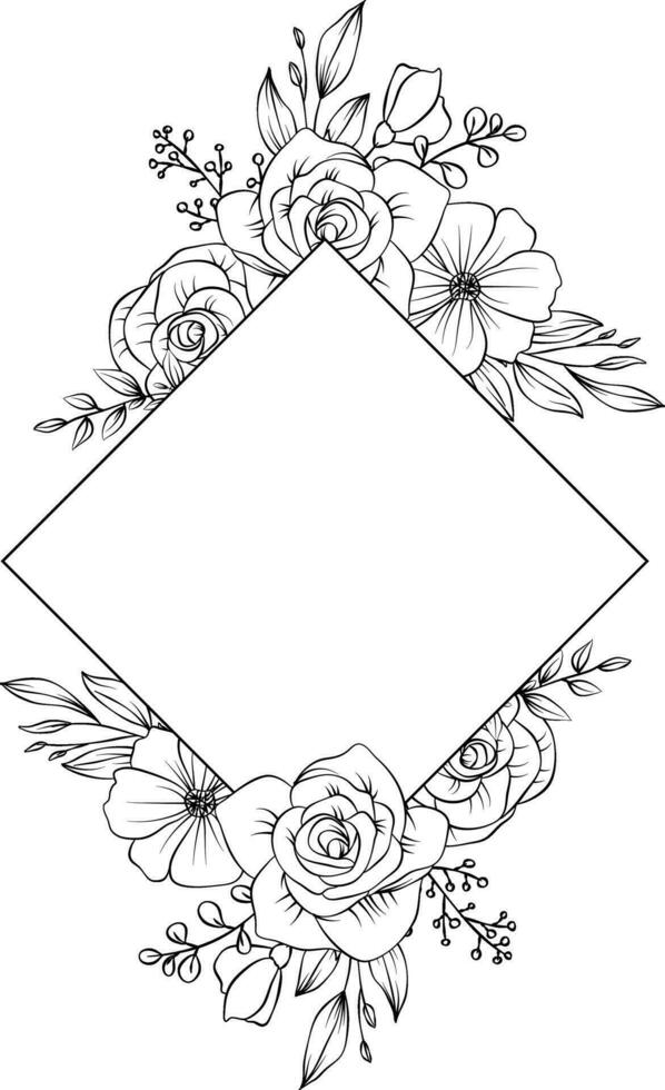 mano disegnato botanico vettore illustrazione. nero e bianca fiore mazzo, floreale schizzo