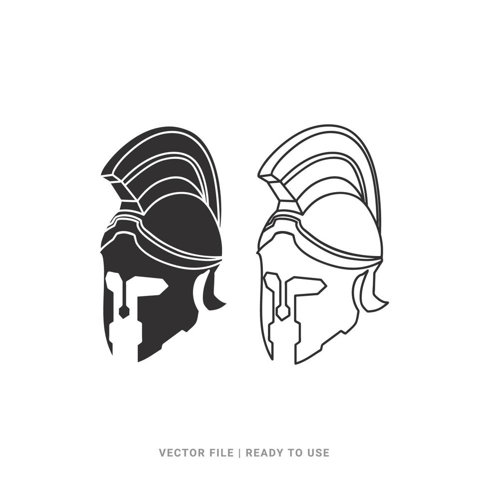 vettore logo icona illustrazione della collezione casco guerriero spartano