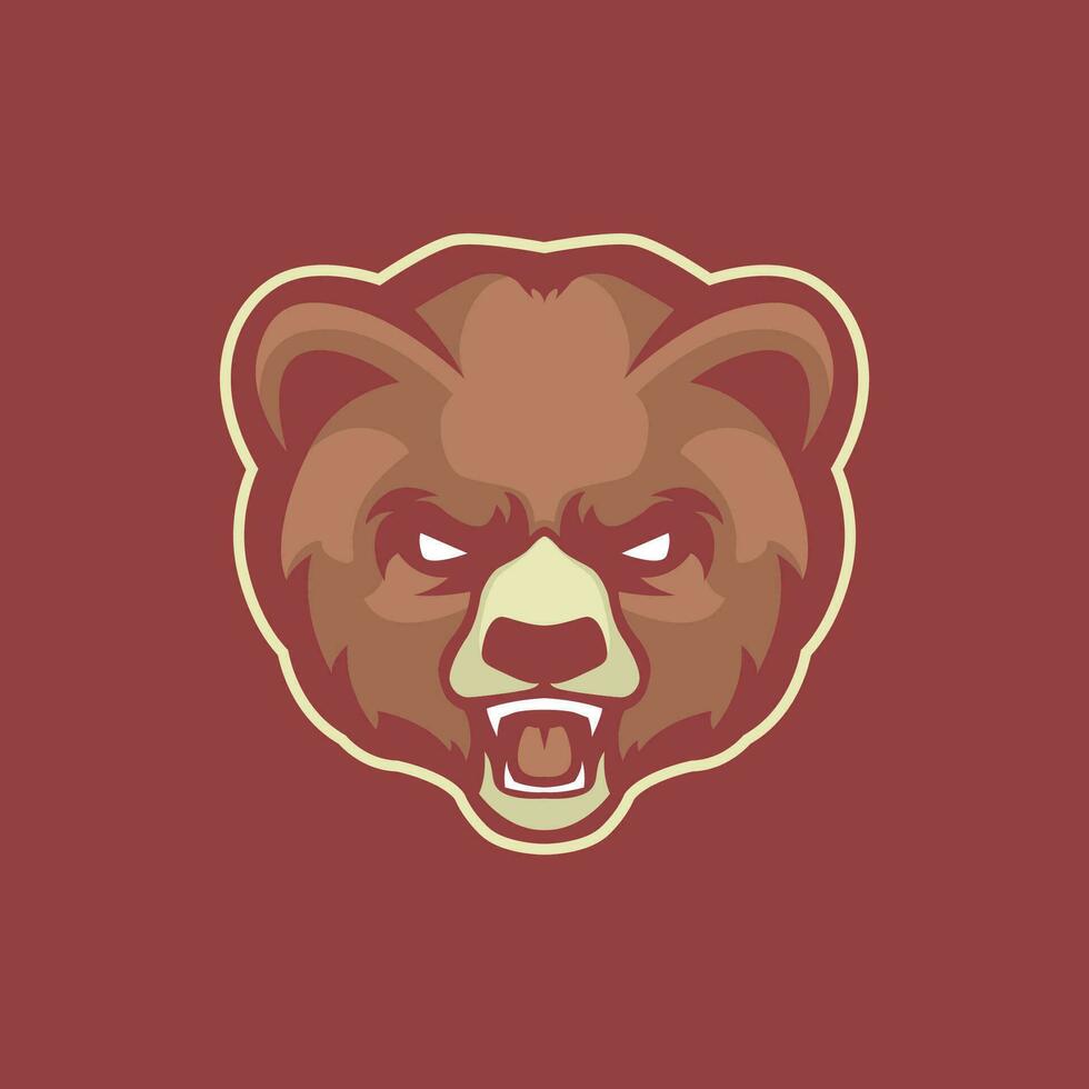 Marrone grizzlies testa arrabbiato orso logo vettore