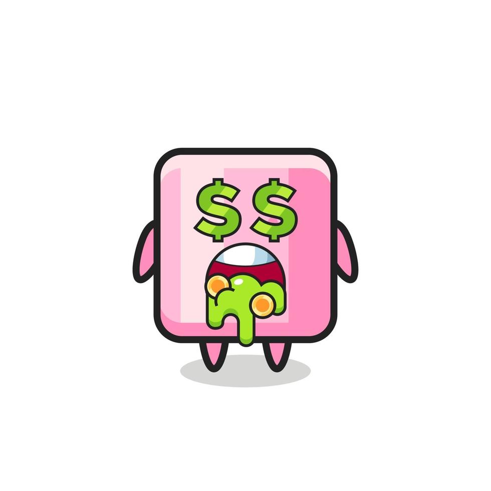 personaggio marshmallow con un'espressione pazza per i soldi vettore
