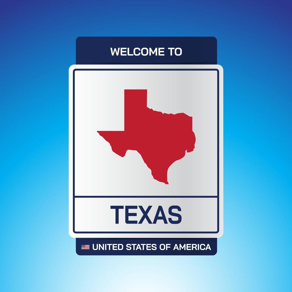 il segno stati uniti d'america con messaggio, texas e mappa vettore