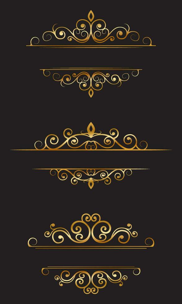 collezione di Vintage ▾ oro confine ornamento. lusso oro decorazione per nozze invito vettore