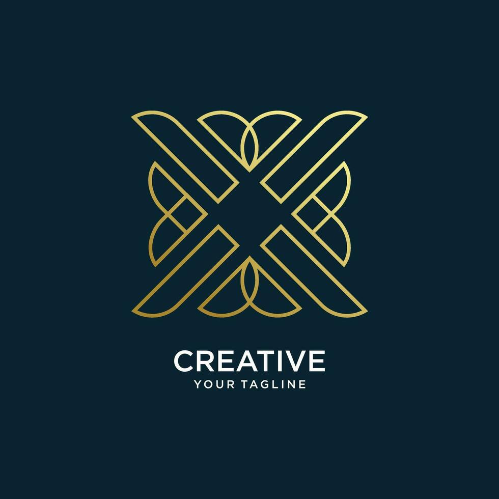 lettera X design elemento icona vettore con creativo ornamento concetto idea