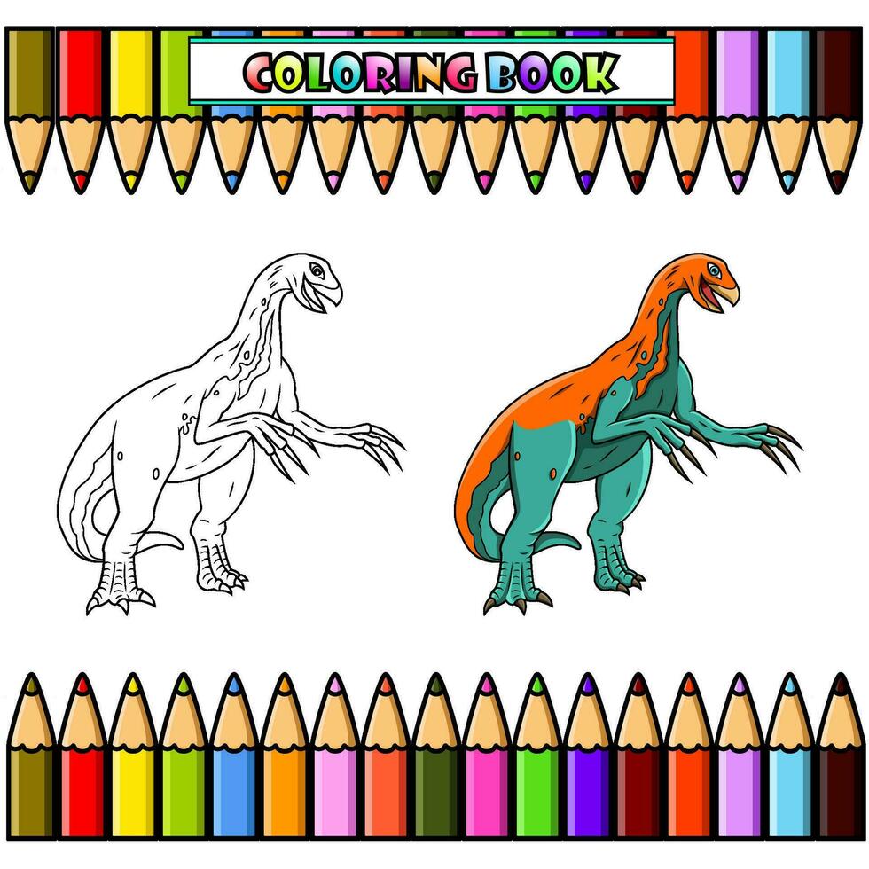 cartone animato therizinosaurus per colorazione libro vettore