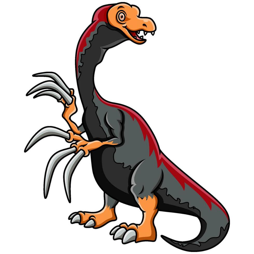 illustrazione di cartone animato dinosauro therizinosaurus vettore