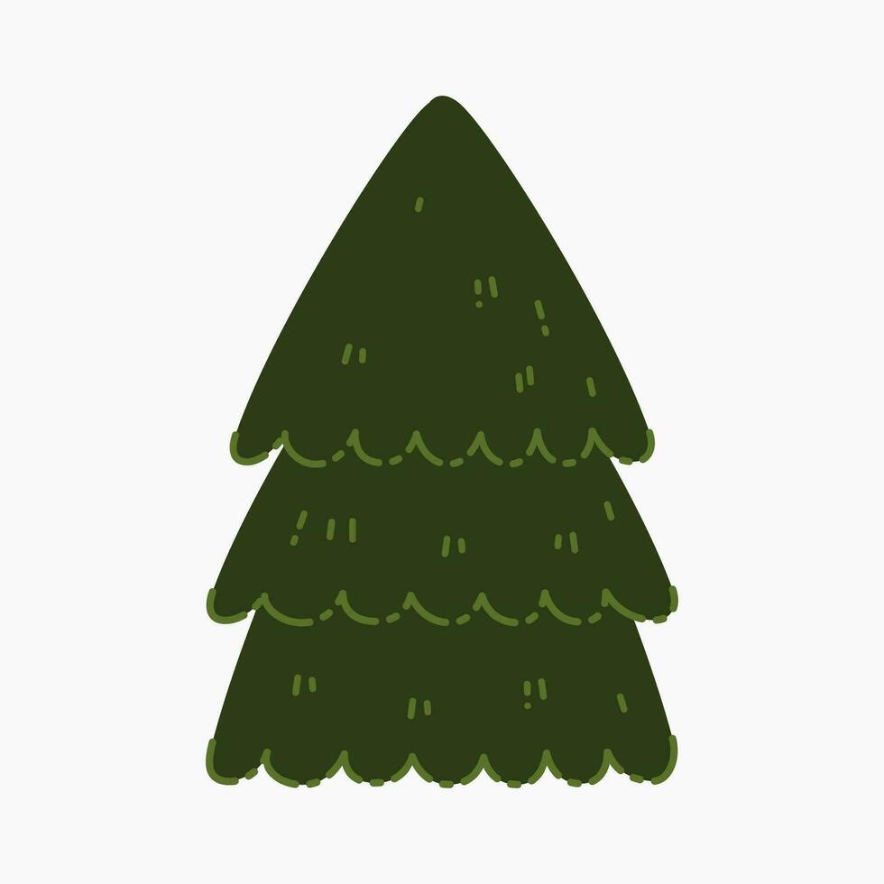 un' carino pianura Natale albero, abete rosso, pino, conifera senza decorazione, piatto vettore illustrazione isolato su bianca sfondo. allegro Natale e contento nuovo anno.