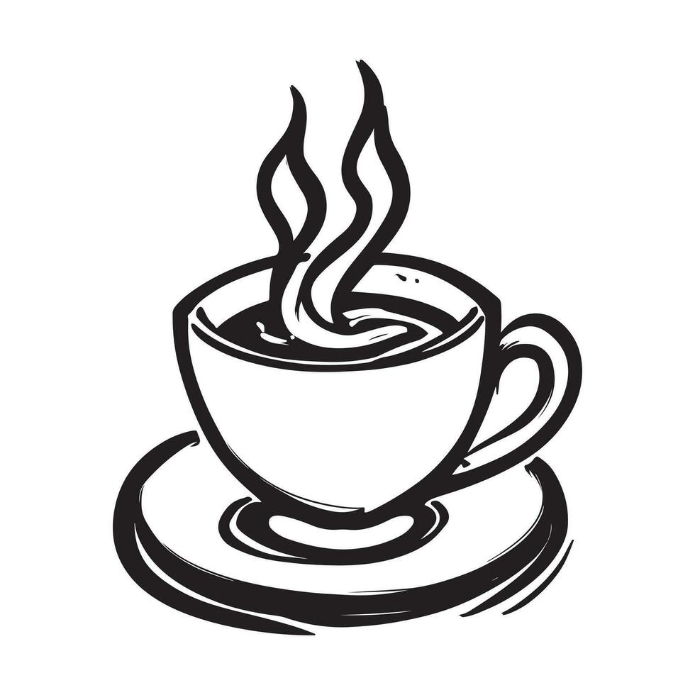 mano disegnato illustrazione di caldo bevanda servito su il bicchiere, caffè, cioccolato, tè vettore