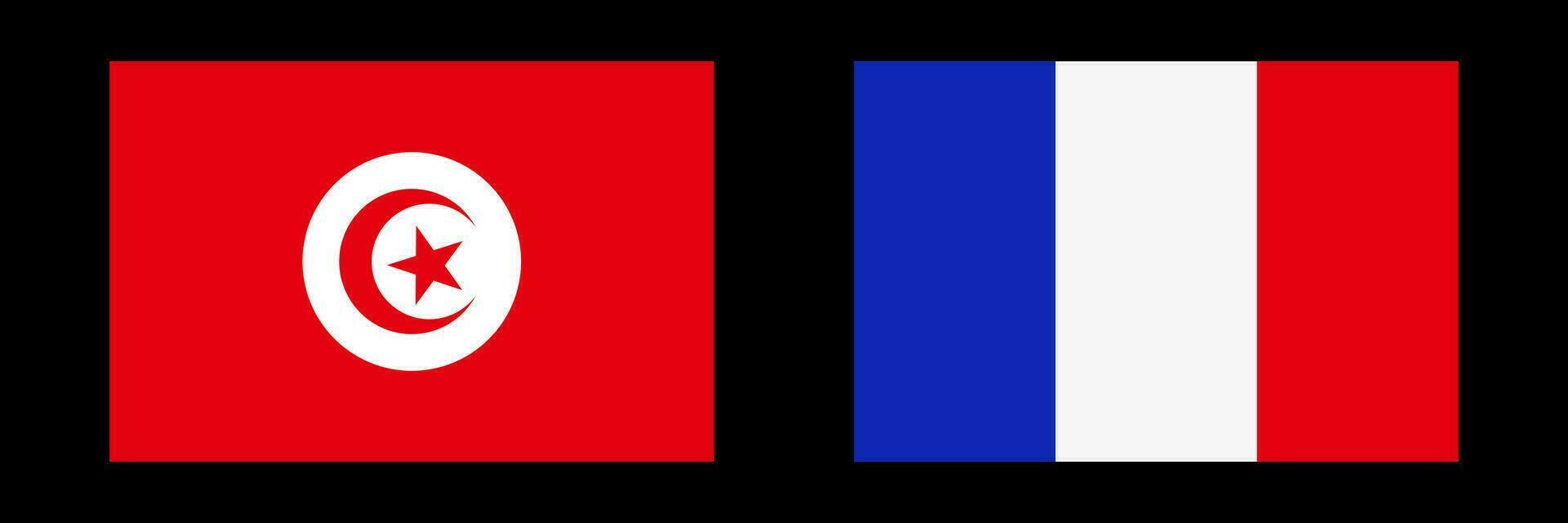 tunisino e francese bandiere icona impostare. vettore. vettore