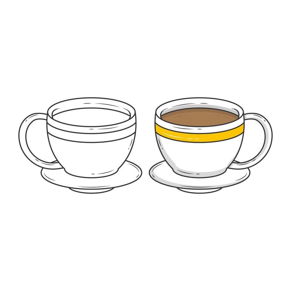 due tazze di caffè di contorno su sfondo bianco. vettore